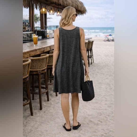 Eileen Fisher Charcoal Organic Linen Dress - Picture 11 of 11